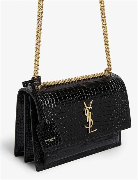 monogram ysl sunset small chain croc shoulder bag|Saint Laurent Monogram YSL Sunset Small Chain Croco .